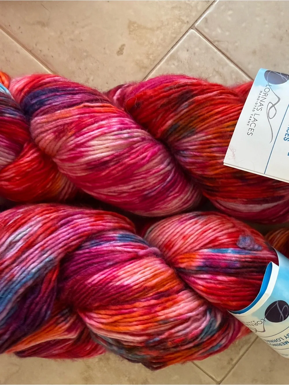 Cloudborn Fibers Superwash Merino Fingering Yarn - Multicolor Pink/Blue/Orange